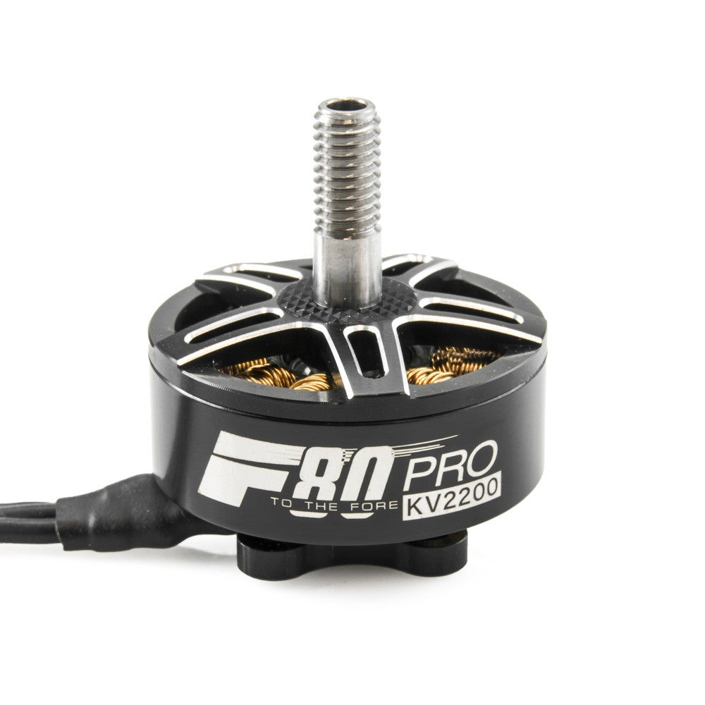 A detailed close-up of the T-Motor F80 PRO 2200KV Motor, showcasing its robust design and premium materials.