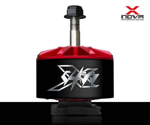 A detailed close-up of the Xnova X-Class Lightning 350KV 12S motor, showcasing its robust design and premium materials.